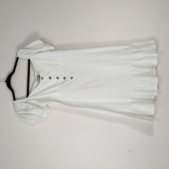 Asos Cupped off the shoulder White Short Sleeve Dress Size 8 - Picture 3 of 9
